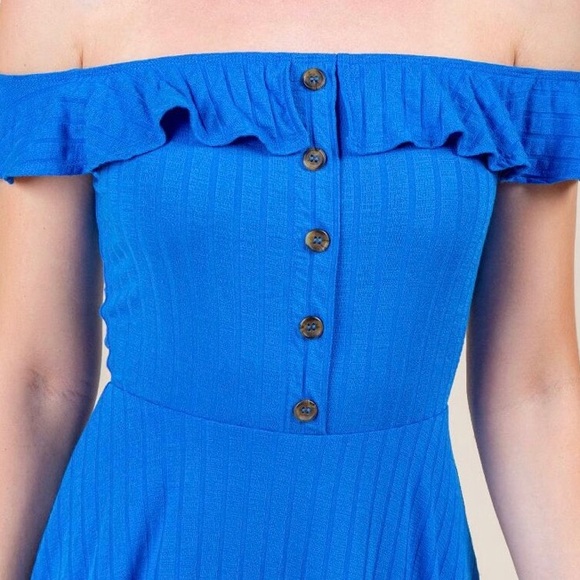 Beautiful Blue Ruffle Across The Shoulder Dress XS - Picture 4 of 8
